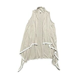 Zestt Organic Cotton Knit‎ Open Front Long Cardigan Beige White One Size Duster